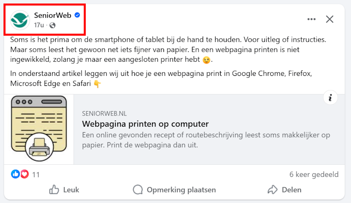 Zichtbaarheid reacties Facebook